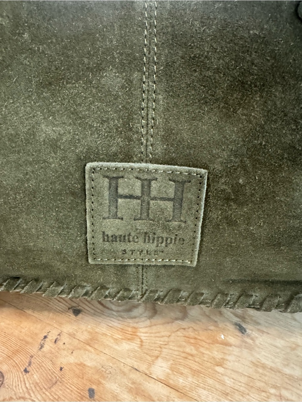 Haute Hippie Olive Green Braided Suede Shoulder Bag - Picture 4 of 16